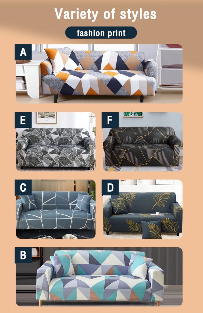 Super Soft Sofa Cover Dust-proof Polyester Durable Elastic Fabric - Design F