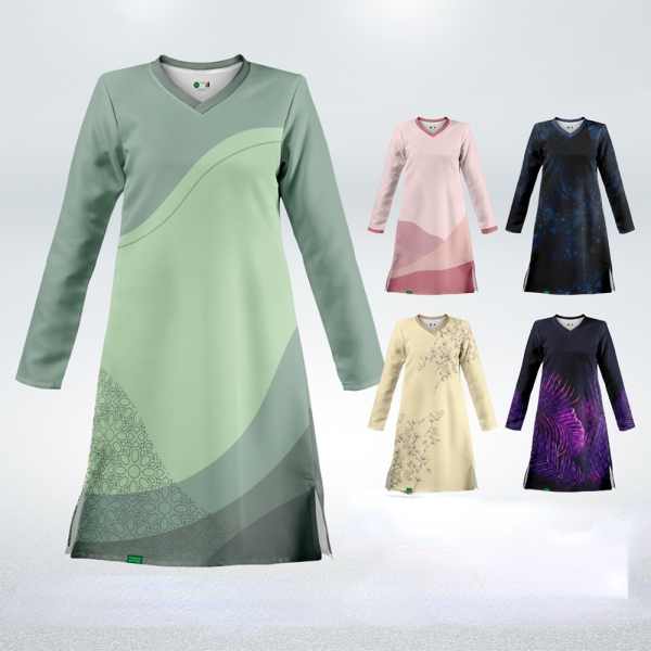 Summer Women's Casual Sports Shirt Long Sleeved Muslimah - W070107-TT11012-03