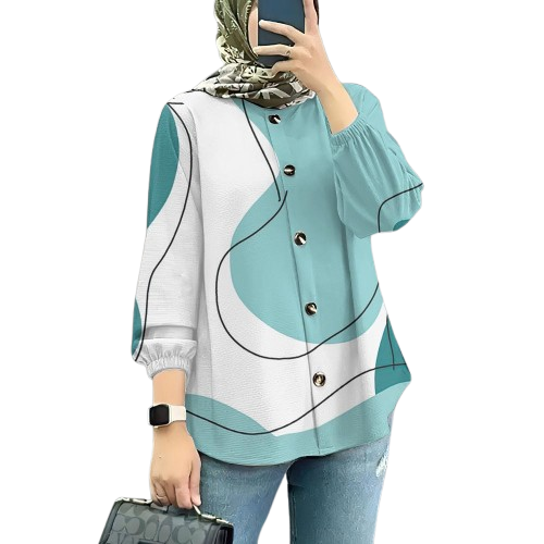 Summer Women's Casual Sports Shirt Long Sleeved Muslimah - 24Q3WCY005-YJ10785