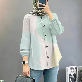 Summer Women's Casual Sports Shirt Long Sleeved Muslimah - 24Q3WCY005-YJ10786 - Image 3