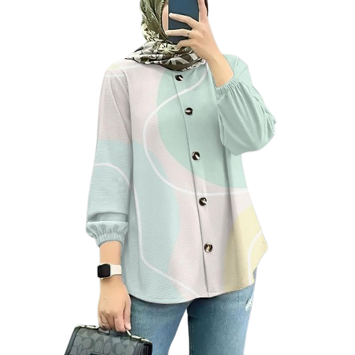 Summer Women's Casual Sports Shirt Long Sleeved Muslimah - 24Q3WCY005-YJ10786