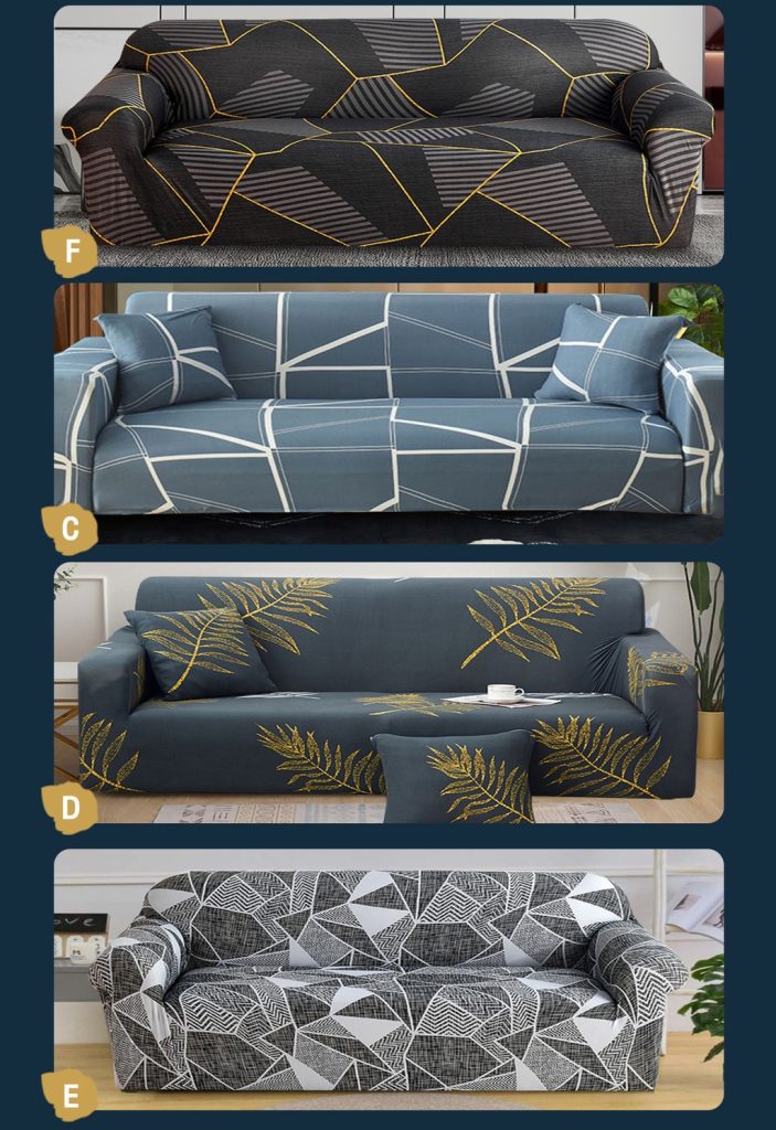 Super Soft Sofa Cover Dust-proof Polyester Durable Elastic Fabric - Design F