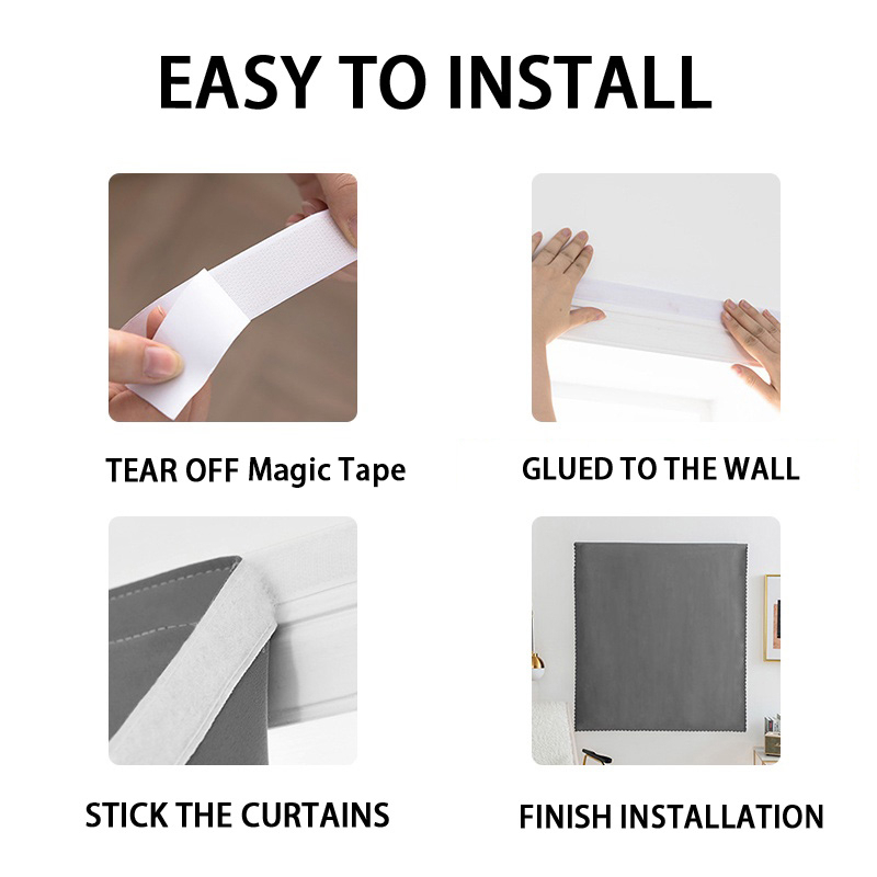 100% Blackout Curtain Blackout Living Room Bedroom Thermal Insulated - Blue - Image 9