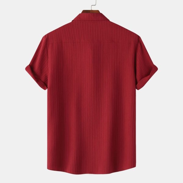 2024 Men's Quality Special Texture Aesthetic Simple Casual Loose Collar Shorts Sleeve Shirt with Pocket - Red