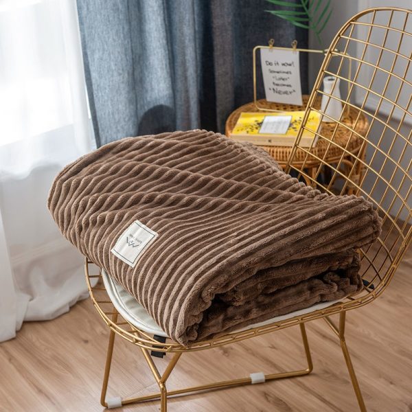 Big Size Flannel Velvet Plush Throw Blanket Sofa Silky And Comfortable Blanket - Brown