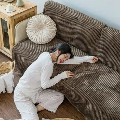 Big Size Flannel Velvet Plush Throw Blanket Sofa Silky And Comfortable Blanket - Beige