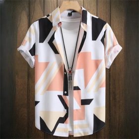 Simple Men's Shirts 3D Patchwork Printing High-Quality Men's Clothing Street Designer Short Sleeved Beach Party Hawaiian - CX-1014 - Image 1