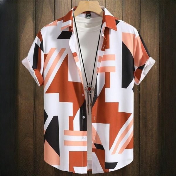 Simple Men's Shirts 3D Patchwork Printing High-Quality Men's Clothing Street Designer Short Sleeved Beach Party Hawaiian - CX-1058