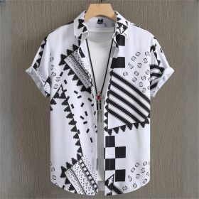 Simple Men's Shirts 3D Patchwork Printing High-Quality Men's Clothing Street Designer Short Sleeved Beach Party Hawaiian - CX-1060