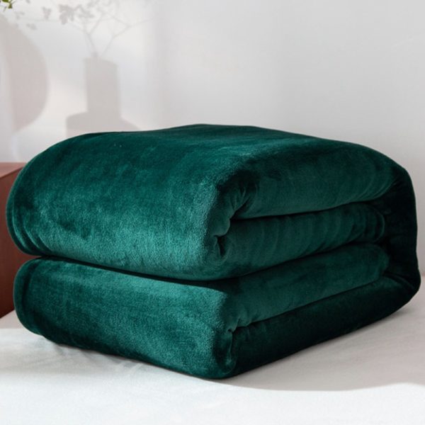 Plain Super Soft Perfect Warm Solid Color Microfiber Plush Fleece High Quality Blanket - Dark Green