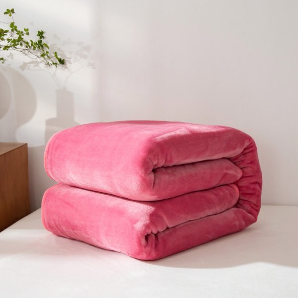 Plain Super Soft Perfect Warm Solid Color Microfiber Plush Fleece High Quality Blanket - Dark Pink