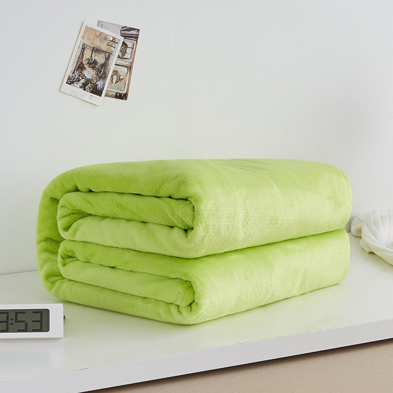 Plain Super Soft Perfect Warm Solid Color Microfiber Plush Fleece High Quality Blanket - Green - Image 1