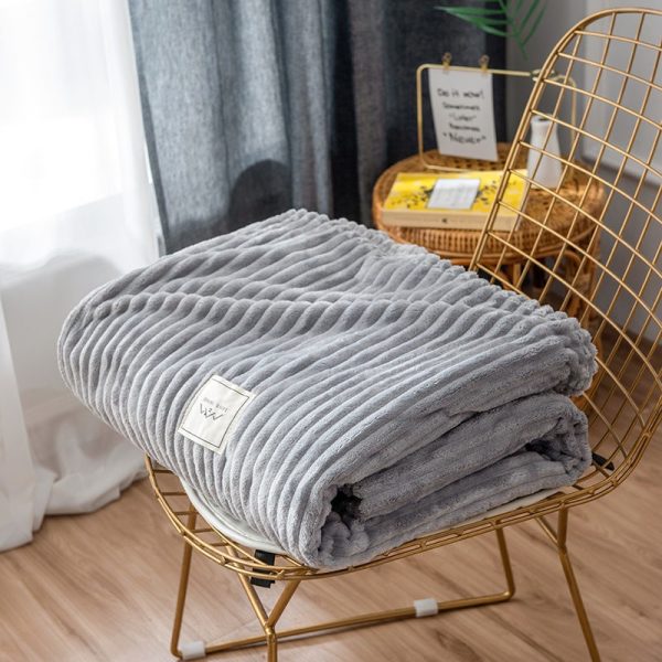Big Size Flannel Velvet Plush Throw Blanket Sofa Silky And Comfortable Blanket - Grey