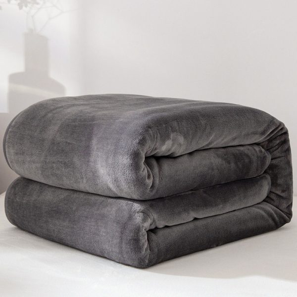 Plain Super Soft Perfect Warm Solid Color Microfiber Plush Fleece High Quality Blanket - Grey