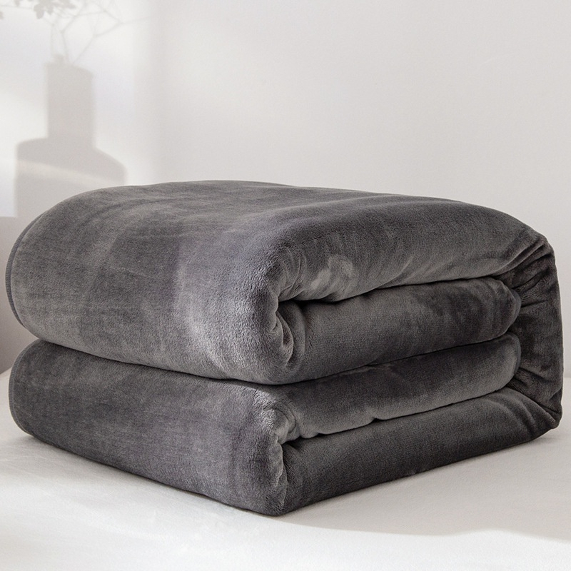 Plain Super Soft Perfect Warm Solid Color Microfiber Plush Fleece High Quality Blanket - Grey - Image 1