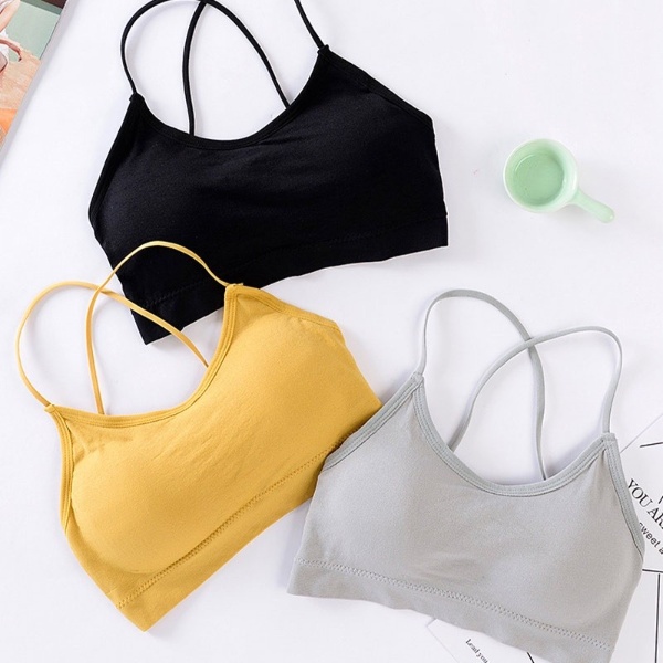 Sports Bra Fitness / Shapewear / Running / Yoga Lingerie,Cross Back Bra,Seamless Bra With Comfortable Cup,Thin Strap - Grey