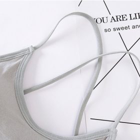 Sports Bra Fitness / Shapewear / Running / Yoga Lingerie,Cross Back Bra,Seamless Bra With Comfortable Cup,Thin Strap - Grey - Image 4