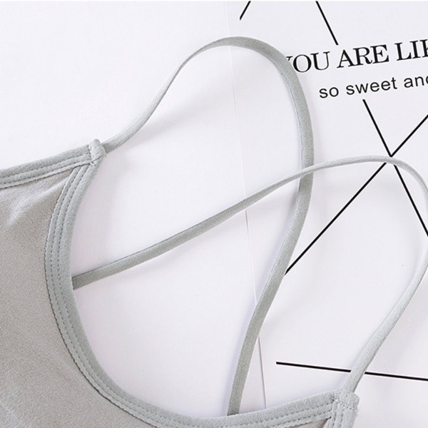 Sports Bra Fitness / Shapewear / Running / Yoga Lingerie,Cross Back Bra,Seamless Bra With Comfortable Cup,Thin Strap - Grey