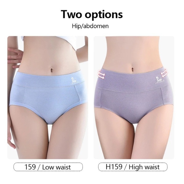 Cotton Panties Women Beautiful Made Swan Mid Waist Sexy Belly Antibacterial Crotch Underwear H159 - Blue