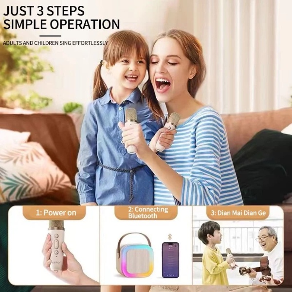 Wireless Karaoke Speaker With Karaoke Bluetooth Microphone K12 Home KTV Karaoke Machine - Blue