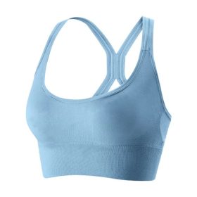 M-XL Sports Bra Wireless Seamless Push Up Fashion Lingerie Yoga Fitness Bra Outdoor - Blue - Image 1