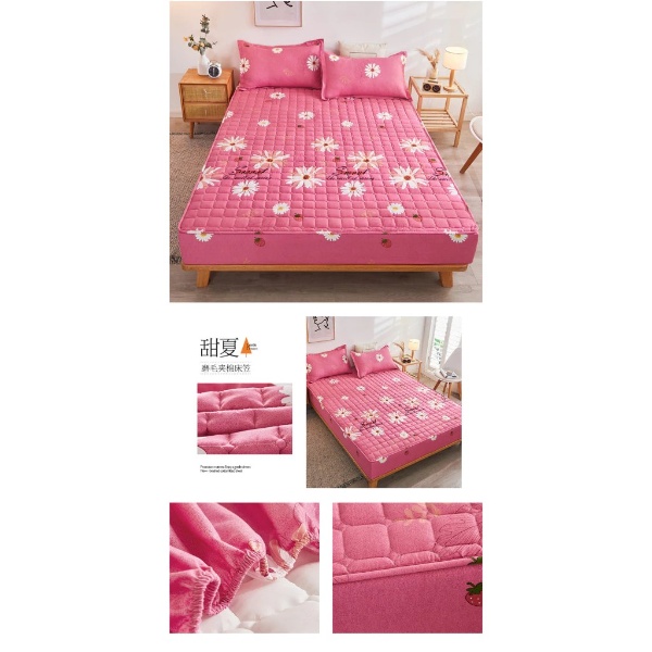 3-in-1 Set Single/ Queen/ King Size Fitted Bed sheet / Flat Sheet - D21