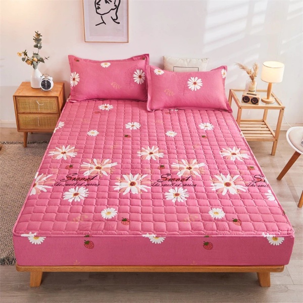 3-in-1 Set Single/ Queen/ King Size Fitted Bed sheet / Flat Sheet - D4