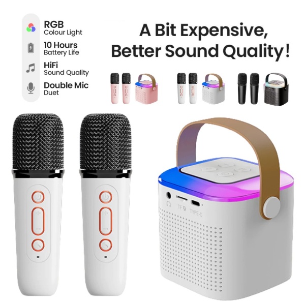 Wireless Karaoke Mini Portable Speaker Bluetooth with Mic Home Party Outdoor Camping Entertainment Karaoke - Black