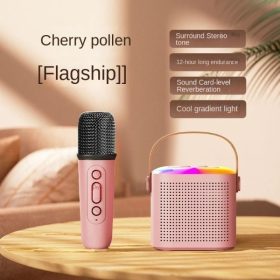 Wireless Karaoke Mini Portable Speaker Bluetooth with Mic Home Party Outdoor Camping Entertainment Karaoke - Pink - Image 11