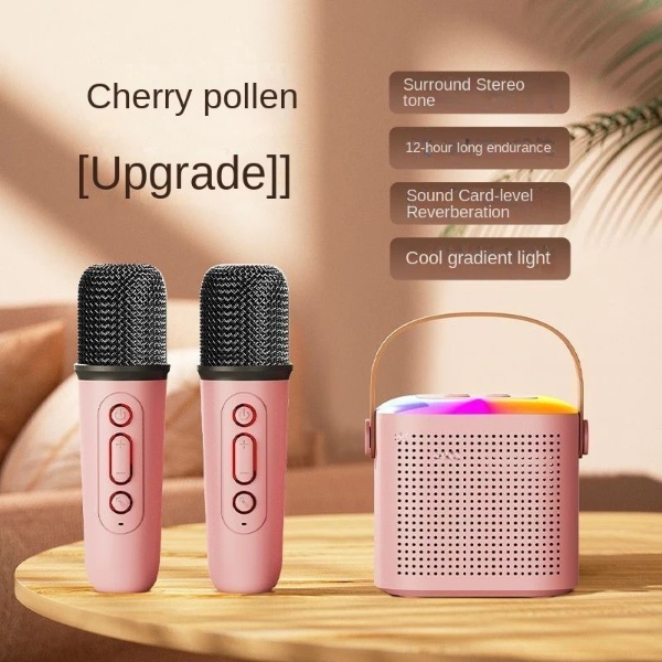 Wireless Karaoke Mini Portable Speaker Bluetooth with Mic Home Party Outdoor Camping Entertainment Karaoke - Pink