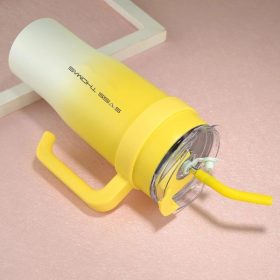 Tumbler Stainless Steel Thermos Flask with Handle Straw (1200ml) - Red - Image 3