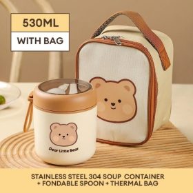 Thermos Flask Thermal Soup Cup Stainless Steel Food Container Porridge Warmer Portable Lunch Box Cooler Bag - Image 1