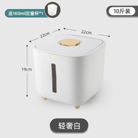 Rice Storage Box Grain Container Household Cereal Rice Bucket Insect and Moisture Proof Sealed Kitchen Organizer - White 5kg - Image 1