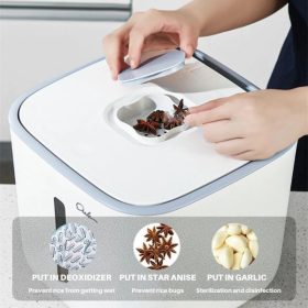Rice Storage Box Grain Container Household Cereal Rice Bucket Insect and Moisture Proof Sealed Kitchen Organizer - Green 5kg - Image 9