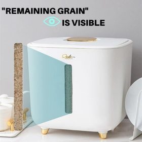 Rice Storage Box Grain Container Household Cereal Rice Bucket Insect and Moisture Proof Sealed Kitchen Organizer - Green 5kg - Image 5