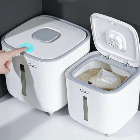 Rice Storage Box Grain Container Household Cereal Rice Bucket Insect and Moisture Proof Sealed Kitchen Organizer - Green 5kg - Image 11