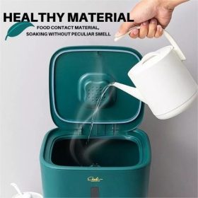 Rice Storage Box Grain Container Household Cereal Rice Bucket Insect and Moisture Proof Sealed Kitchen Organizer - Green 5kg - Image 7