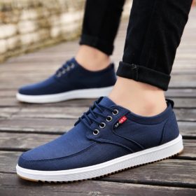 Men's Classic Sneakers Comfort Canvas Shoes - Navy - Image 2