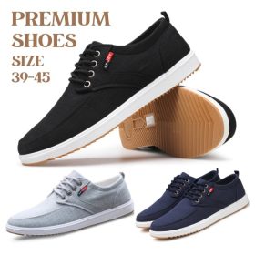 Men's Classic Sneakers Comfort Canvas Shoes - Navy - Image 3
