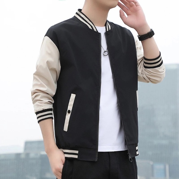 Men's Sports Jacket Casual Plus Size Solid Color Outdoor Windproof - Black