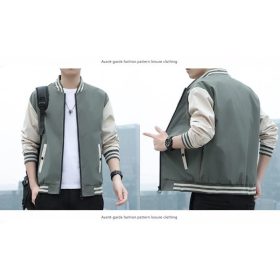 Men's Sports Jacket Casual Plus Size Solid Color Outdoor Windproof - Green - Image 3