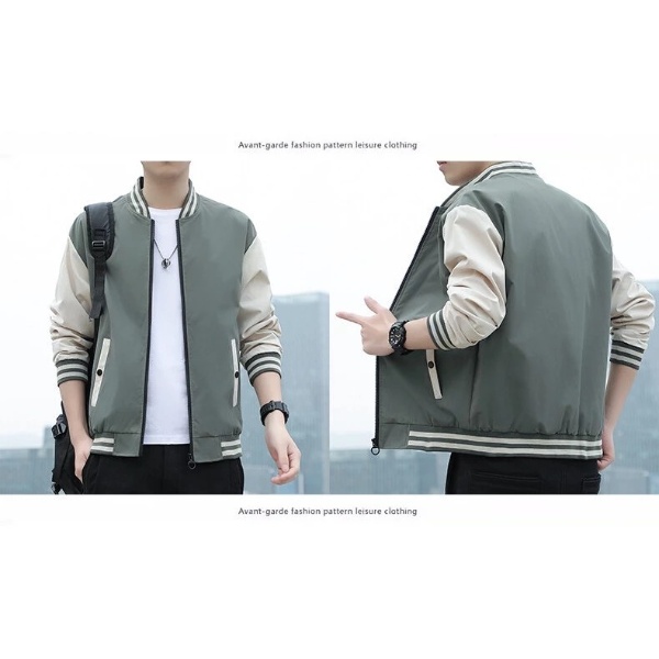 Men's Sports Jacket Casual Plus Size Solid Color Outdoor Windproof - Green
