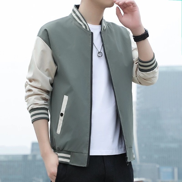 Men's Sports Jacket Casual Plus Size Solid Color Outdoor Windproof - Green