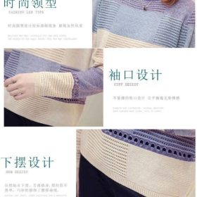 Hollow Knitwear Spring 2022 Women's Top Korean Version Color Matching Loose Striped Long Sleeve Thin Style - Red - Image 2