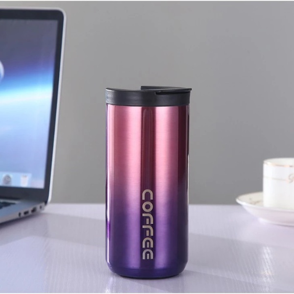 Insulated Tumbler Coffee Travel Mug Vacuum Thermos Cup Stainless Steel - Gradient Purple