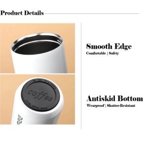 Insulated Tumbler Coffee Travel Mug Vacuum Thermos Cup Stainless Steel - Black - Image 5