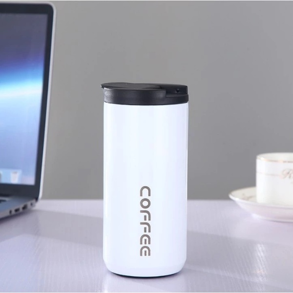 Insulated Tumbler Coffee Travel Mug Vacuum Thermos Cup Stainless Steel - White