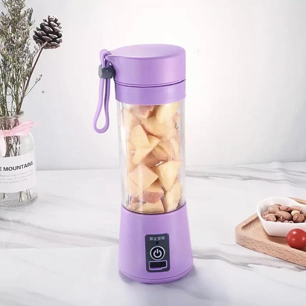 Portable USB Rechargeable Fruit Blender Juice Mixer Maker 380ml - Purple