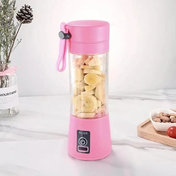 Portable USB Rechargeable Fruit Blender Juice Mixer Maker 380ml - Pink