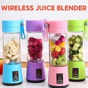 Portable USB Rechargeable Fruit Blender Juice Mixer Maker 380ml - Blue - Image 2
